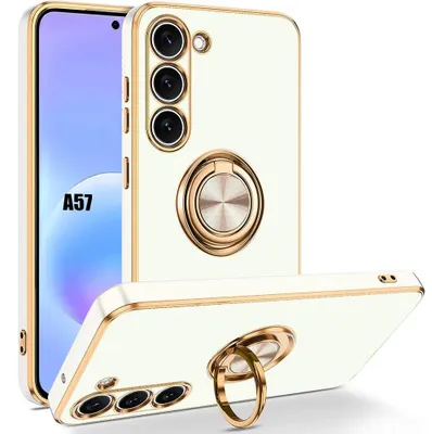 Image de Coque pour Samsung Galaxy A57 5G, Protection Silicone Antichoc Anti-Rayures avec Anneau - Blanc