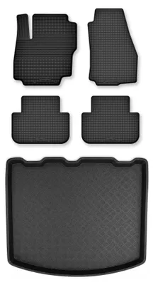 Produktbild von Gummimatten + Kofferraumwanne für Ford Kuga MK2 2013-2019 (Standard-Kofferraum) – Schwarz, Semi-Universal, angepasst – Wielganizator Semi-Universal