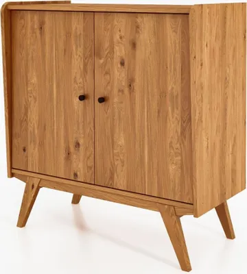 Produktbild von Kommode Jetro Wildeiche massiv 100x105x50 cm mit 2 Türen und Holzbeinen