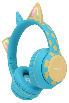 Productafbeelding van imoshion Draadloze Kinderkoptelefoon Unicorn LED Light - Decibelbegrenzer - Met AUX kabel - Soft Blue / Yellow