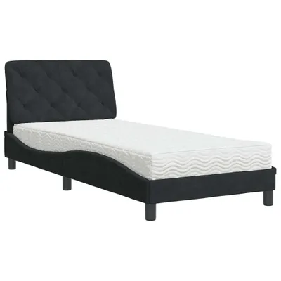 Produktbild von vidaXL Bett mit Matratze Schwarz 80x200 cm Samt