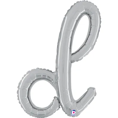 Produktbild von 24"/Ø61cm Folienballon Buchstabe Skript Silber | D