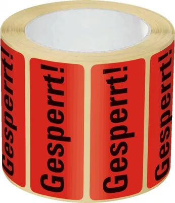 Produktbild von Dreifke® Aufkleber I Organisationsetikett Gesperrt!, rot, Haftpapier, ablösba...