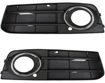 Productafbeelding van Stootstangroosters met chromen ring, links/rechts, voor Audi A4 B8 8K, modeljaren 2007-2011