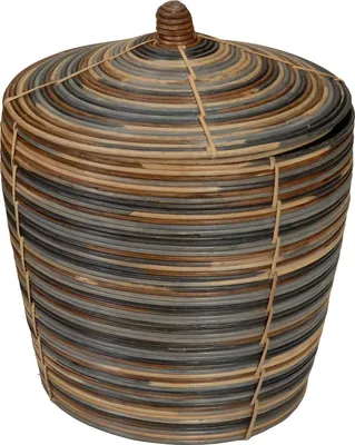 Produktbild von KRINES HOME Mehrfarbiger Flechtkorb Deckelkorb Rattan, Aufbewahrungskorb aus Rattan mit Deckel Klein