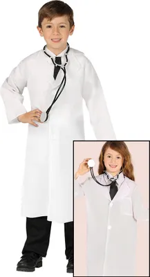 Produktbild von Arzt Karnevalskostüm Weiß Kittel Stethoskop Doktor Zubehör Kostümfest Idee, Größe: 140/146 Farbe: Weiß