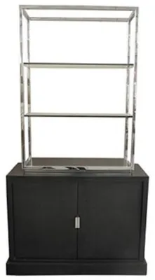 Produktbild von Casa Padrino Luxus Wohnzimmerschrank Schwarz / Silber 109 x 42 x H. 201 cm - Luxus Wohnzimmermöbel