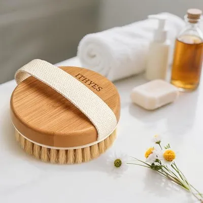 Productafbeelding van Droge en lichaamsborstel met natuurlijke borstelharen voor exfoliëring, als badborstel om dode huidcellen te verwijderen, bij cellulitis en om de lymfecirculatie te verbeteren