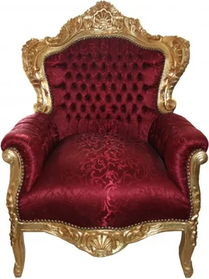 Produktbild von Barock Sessel "King" Bordeaux Musterstoff / Gold - Möbel Antik Stil