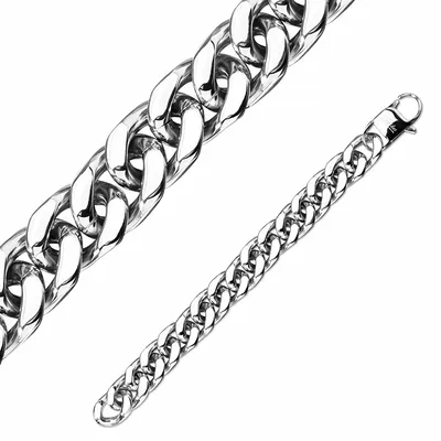 Produktbild von Panzerarmband breit: Panzerketten Armband aus Edelstahl Silber 22.9 cm