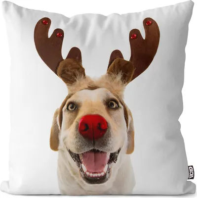 Produktbild von VOID Hund Winter Geweih Rentier Kissenbezug Kissenhülle Sofakissen Kissen Deko Outdoor-Kissen Dekokissen