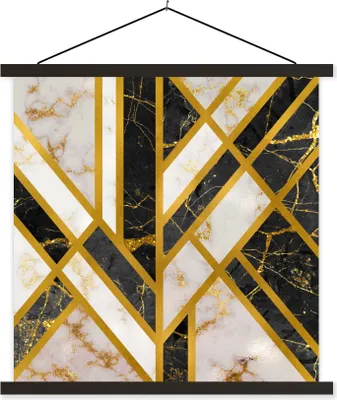 Produktbild von MuchoWow® Textilposter Marmor - Gold - Luxus 40x40 cm mit schwarzem Rahmen - Fotos