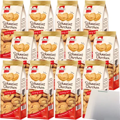 Produktbild von Schulte Schweinsöhrchen knusprig zart Blätterteiggebäck VPE (12x250g Beutel) + usy Block
