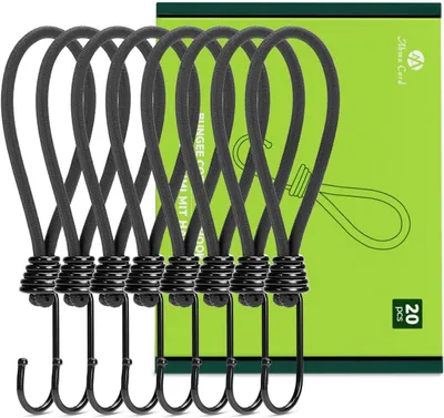 Imagen del producto de Abrazaderas de goma con gancho, 18 cm, paquete de 20 unidades, para tiendas de campaña y lonas