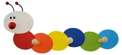 Immagine prodotto di Appendiabiti Bieco per bambini bruco | appendiabiti per bambini in legno con ganci per bambini | appendiabiti a binario | appendiabiti da parete | ganci appendiabiti per bambini | appendiabiti per bambini 38 cm 3 ganci