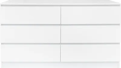 Produktbild von Möbilia Sideboard Hochglanz weiß | 6 Schubladen | Spanplatte + MDF | B 120 x T 39,5 x H 73 cm | 27020007 | Serie SIDEBOARD
