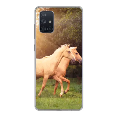 Produktbild von MuchoWow® Handyhülle Schutzhülle Hülle für Samsung Galaxy A51 Pferde - Wald - Sonne Silikon Softcase Handy Hülle - Schutzabdeckung