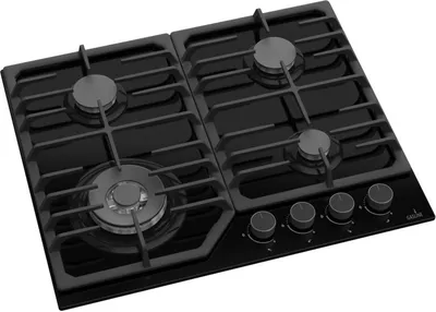 Produktbild von Gasline Einbau Gasherd, 4 flammig, Gaskochfeld, Glaskeramik, WOK Brenner, GAG60GLWG Schwarz, Sabaf-Brenner, Erdgas/Propangas, Elektrische 1-Handzündung, Thermoelektrische Zündsicherung