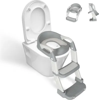 Produktbild von Izrielar Toilettentrainer Toilette Baby Höhenverstellbarer Toilettensitz mit Treppe Kinder Töpfchen WC Sitz Lerntöpfchen mit Griffen, klappbar Lerntöpfchen