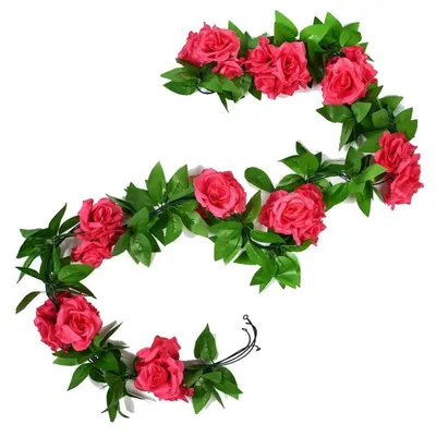 Image de Guirlande de roses artificielles, 2 pièces, 2,4 mètres, roses en soie, idéale pour la décoration suspendue