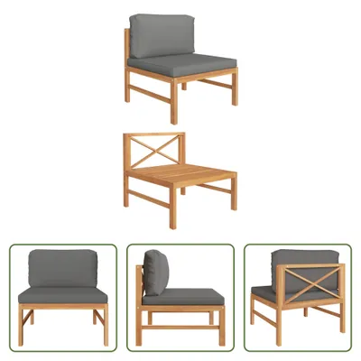 Produktbild von The Living Store Mittelsofa mit Dunkelgrauen Kissen Massivholz Teak