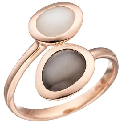 Produktbild von Ring Damenring zwei Mondsteine & 585 Gold Rotgold Goldring Edelsteinring Innenumfang 60mm  Ø19.1mm