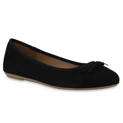 Produktbild von VAN HILL Damen Klassische Ballerinas Übergrößen Schleifen Schlupf-Schuhe 840819, Farbe: Schwarz, Größe: 43