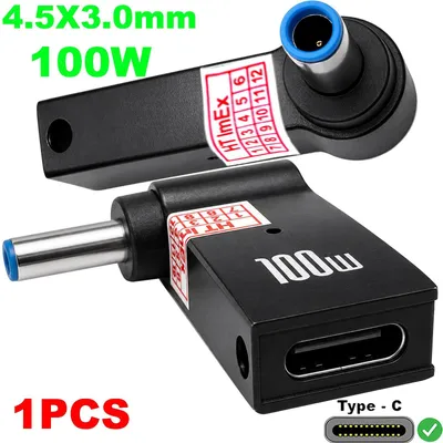 Produktbild von 4.5×3.0mm DC Stecker zu USB Type-C Buchse PD Konverter kompatibel mit HP Laptop
