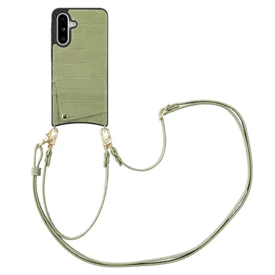 Image de Selencia Nova Croco Phone Case avec cordon et porte-cartes pour le Samsung Galaxy A36 / A56 - Sage Green