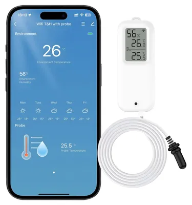Produktbild von Funk-Thermometer Hygrometer Thermo-Hygrometer - Wlan - Innen und Außen - Mit externem Sensor