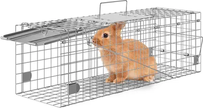 Image de Piège à fouines 610x203x203mm Piège vivant fil de fer galvanisé Piège à lapins Piège à animaux Piège à fil Piège à boîte Cage de capture universelle pour ratons laveurs chats écureuils rayés