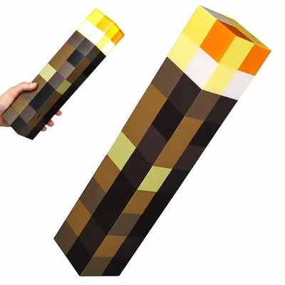 Produktbild von Pixel-Fackel als Nachtlicht, 3 Helligkeitsstufen, USB-C aufladbar, Wand- und Tischleuchte, Gaming-Deko, Warmweiß, 28 cm