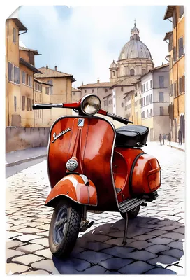 Produktbild von ARTland Poster Roter Motorroller in Italien Größe: 20x30 cm