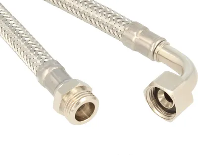 Produktbild von tecuro Panzerschlauch DN 25 - 1 Zoll ÜWM-Bogen 90° x 1 Zoll AG x 1000 mm, EPDM - KEIN DVGW