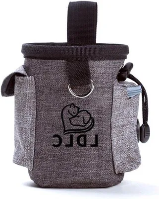 Immagine prodotto di Borsa per cani - Borsa per l'addestramento dei cani con dispenser per sacchetti di cacca - tracolla regolabile - grigio