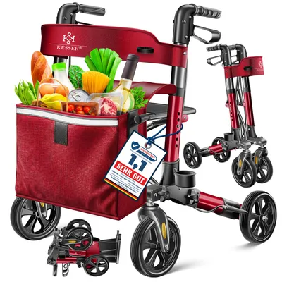 Produktbild von KESSER® Rollator Aluminium faltbar, höhenverstellbar & bis 136 kg belastbar