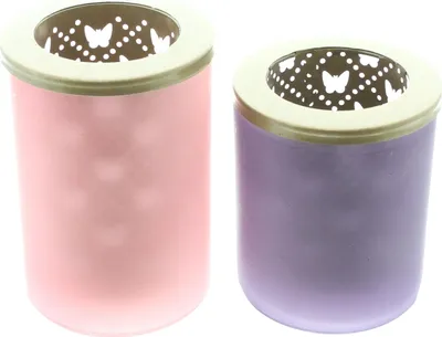 Produktbild von 2x Teelichthalter Schmetterling Glas Violett & Rosa