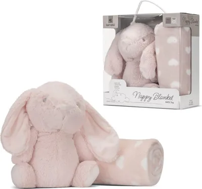 Obrázok produktu pre Lorelli NAPPY detská deka s plyšovou hračkou 90×75 cm – mäkká a ľahká údržba, 100% polyester, do postieľky/kočíka