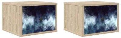 Image de Tables de chevet murales RAALTE, lot de 2, en chêne Sonoma