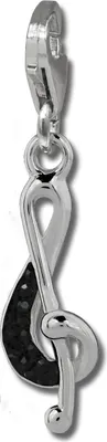 Produktbild von SilberDream schwarz Charm Notenschlüssel Zirkonia 925 Silber Anhänger GSC578S