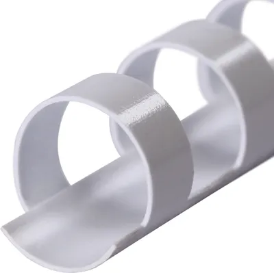 Produktbild von Plastikbinderücken, WEIß, 14 mm, 21 Ringe, 100 Stück, für ca. 100 Blatt – Plastikringbindung, Spiralbindung, Ringbindung