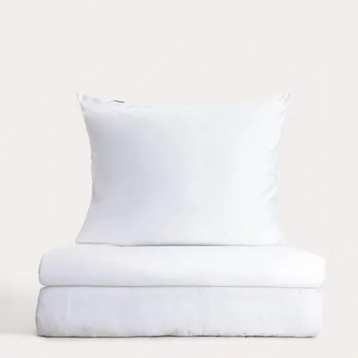 Produktbild von HOMLA BAMSA glatte Bambus-Satin-Bettwäsche weiß 160x200 + 2*50x60 cm