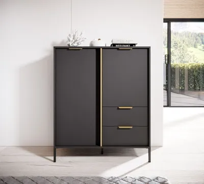 Produktbild von Hohe Kommode LARS A 2D2S Sideboard mit Schubladen Anthrazit Wohnzimmer