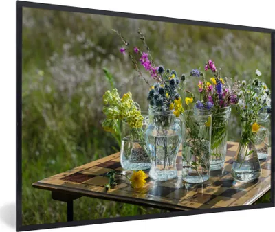 Produktbild von MuchoWow® MuchoWow® Gerahmtes Poster Vase - Blumen - Farben 30x20 cm - Poster mit zchwarzem Bilderrahmen - Kunstdruck - Bild-Poster