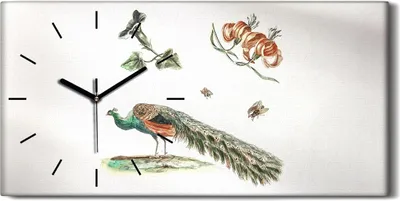 Produktbild von Dekor Leinwand Uhr Wandbilder 60x30 Zeichnung Tier Vogel Pfau Blumen Kunst - schwarze Hände