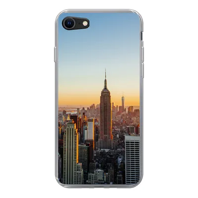 Produktbild von MuchoWow® Handyhülle Schutzhülle Hülle für iPhone SE 2022 New York - Skyline - Sonnenuntergang Silikon Softcase Handy Hülle - Schutzhülle