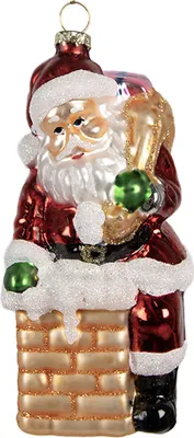 Image de Clayre & Eef Pendentif de Noël Père Noël 12 cm Rouge Verre