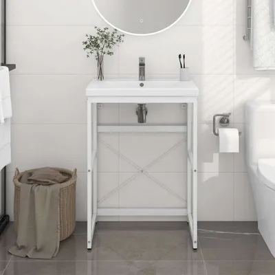 Produktbild von "SALE 2026"Badezimmer Waschtischgestell Weiß 59x38x83cm Eisen Promotion261288 - Badezimmerschränke