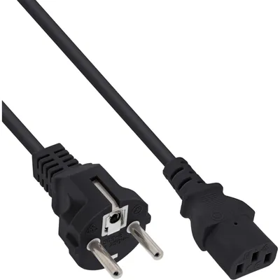 Produktbild von InLine Netzkabel, Schutzkontakt gerade auf Kaltgerätestecker C13, 1,5m, schwarz, 1,5 m, Netzstecker Typ F, C13-Koppler