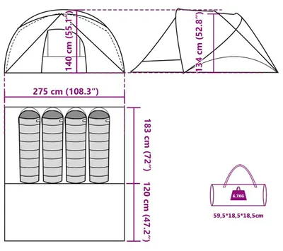 Produktbild von vidaXL Campingzelt 4 Personen Grün Wasserdicht